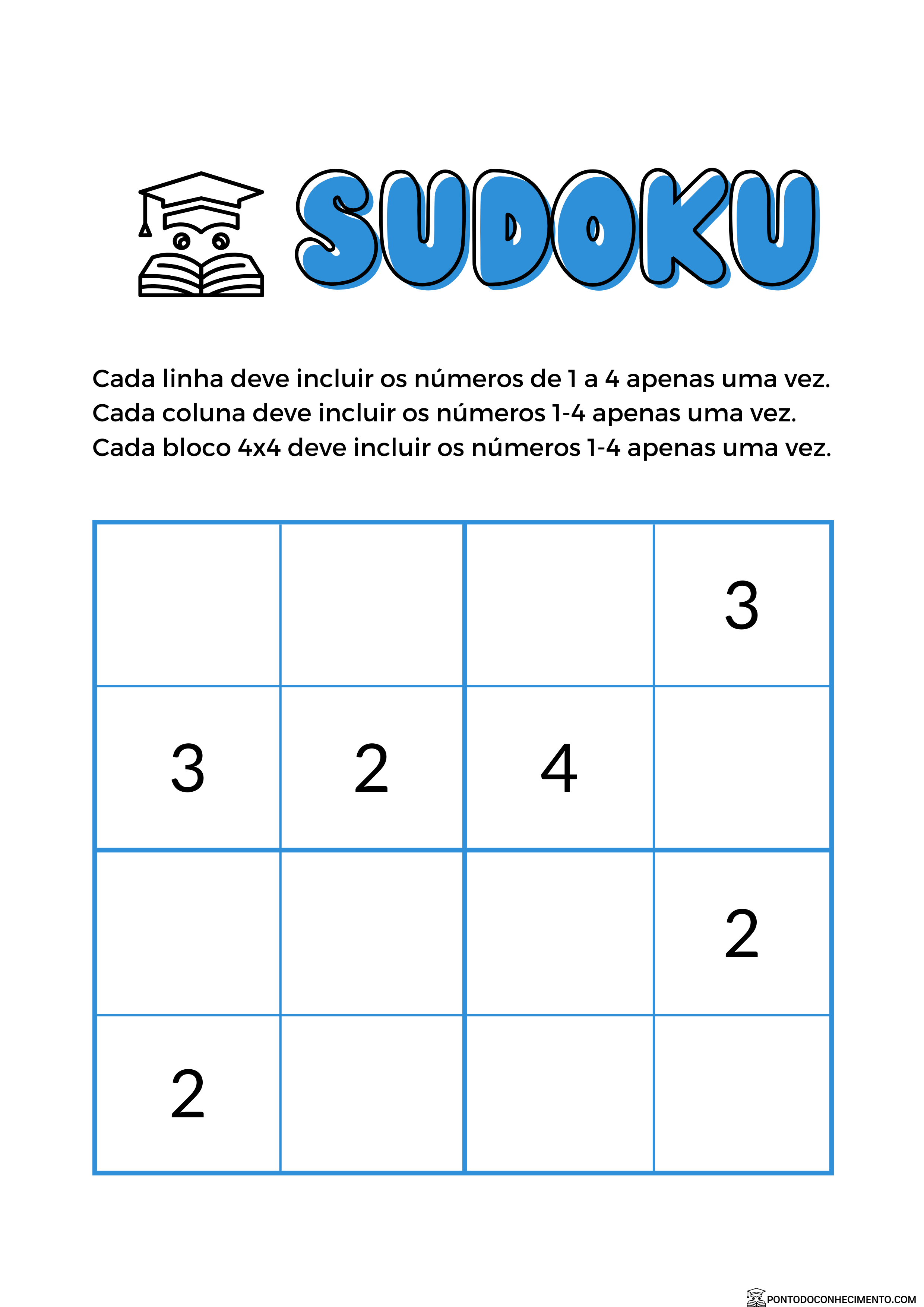 Sudoku para imprimir - Ponto do Conhecimento